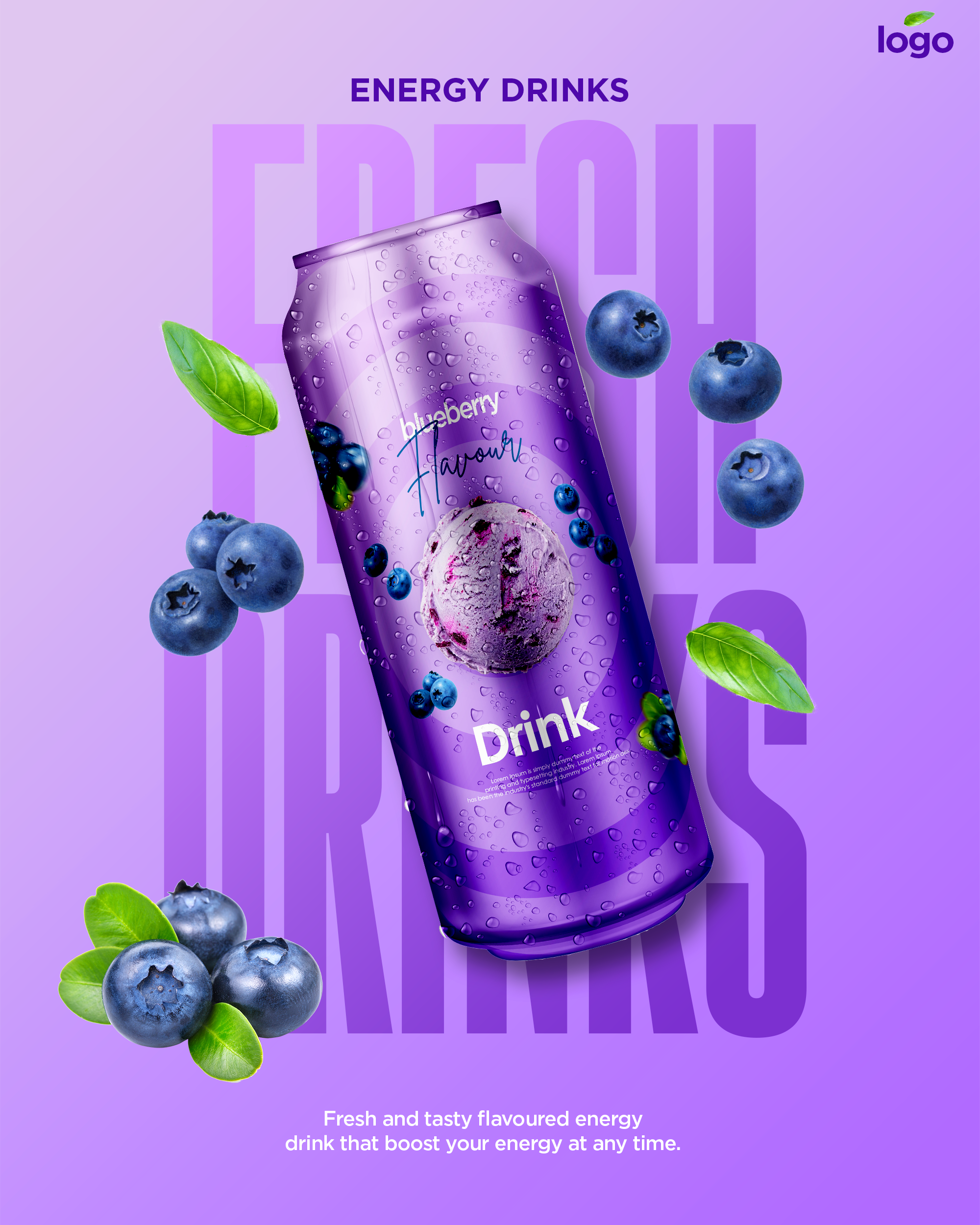 Blueberry energy drink ad preview
